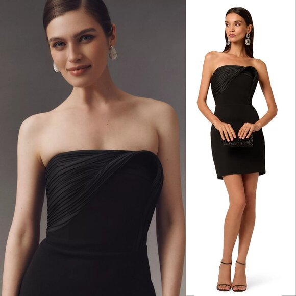 LIV FOSTER Effie Strapless Mini Cocktail Dress Size 4 Black Sculptural NEW $495 - Picture 1 of 9
